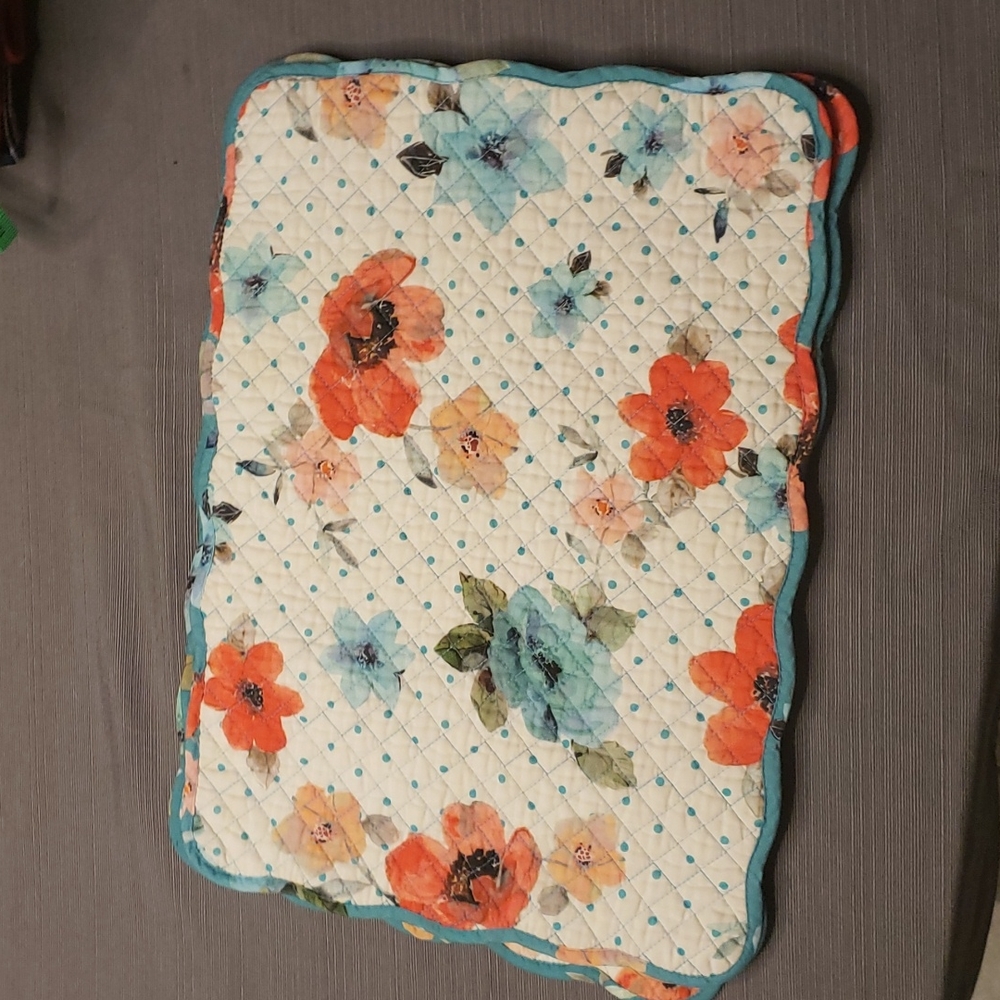 Set of 4 Quilted Reversible Placemats EUC